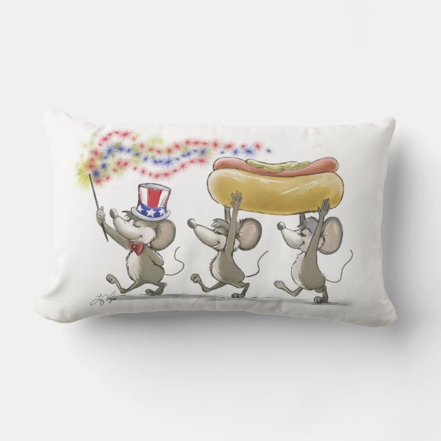 Rectangle Mic, Mac & Moe's Happy 4 juillet Lumbar Coussin (Recto)