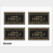 Rectangle Miel Étiquette Black Gold Vintage Bee (Feuille)