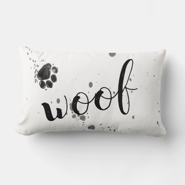 Rectangle mignonne citation de chien coussin noir et blanc (Recto)