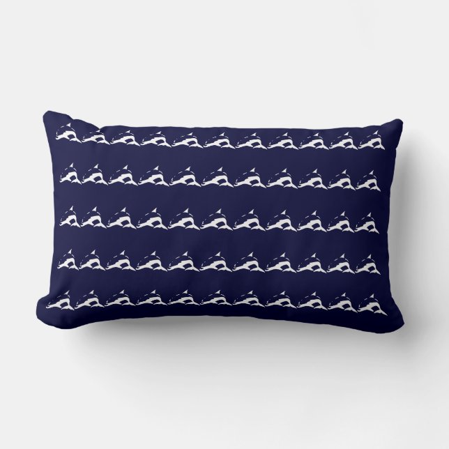 Rectangle mini blanc DOLPHIN sur coussin bleu marine (Recto)