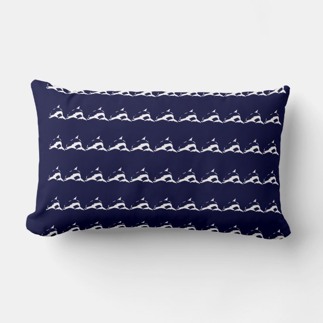 Rectangle mini blanc DOLPHIN sur coussin bleu marine (Recto)