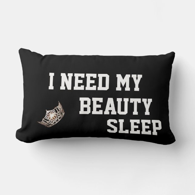 Rectangle Miss America style Crown Need My Sleep Coussin (Recto)