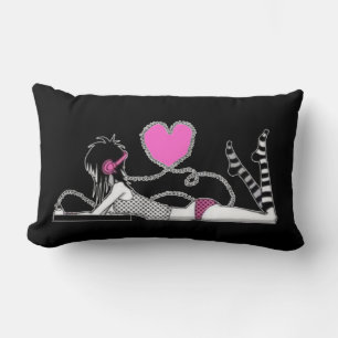 Rectangle Moi et ma musique Coussin noir et blanc