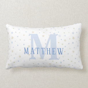 Rectangle Monogramme Baby Boy Blue Nursery Decor Coussin