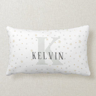 Rectangle Monogramme Baby Boy Grey Khaki Coussin de décorati