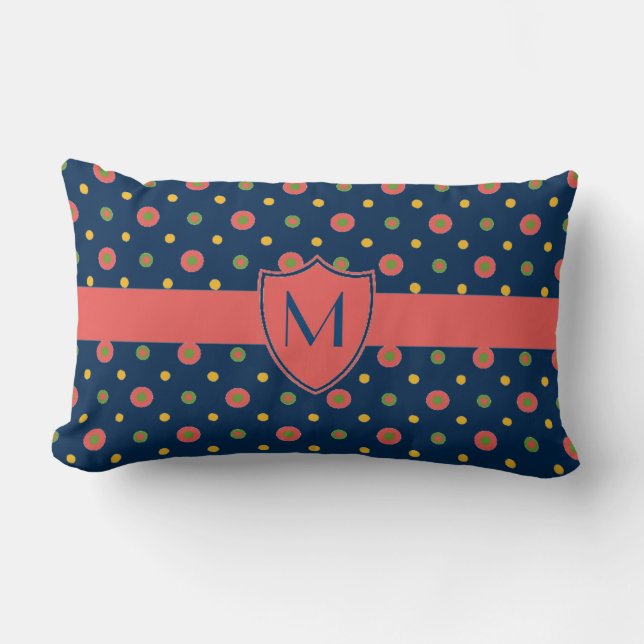 Rectangle Monogramme Pois Lumbar Coussin (Recto)
