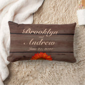 Rectangle Monogramme Rustique Mariage Coussin tournesol (Couverture)