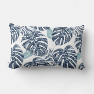 Rectangle Monstera Palm Feuille Lumbar Coussin