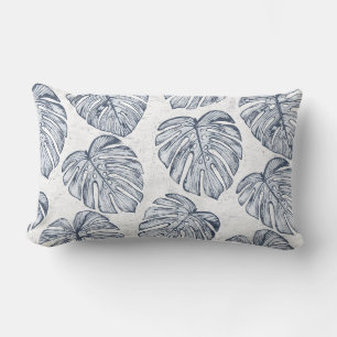 Rectangle Monstera Palm Feuille Lumbar Coussin