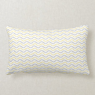 Rectangle Motif à vagues Coussin Lumbar jaune et gris