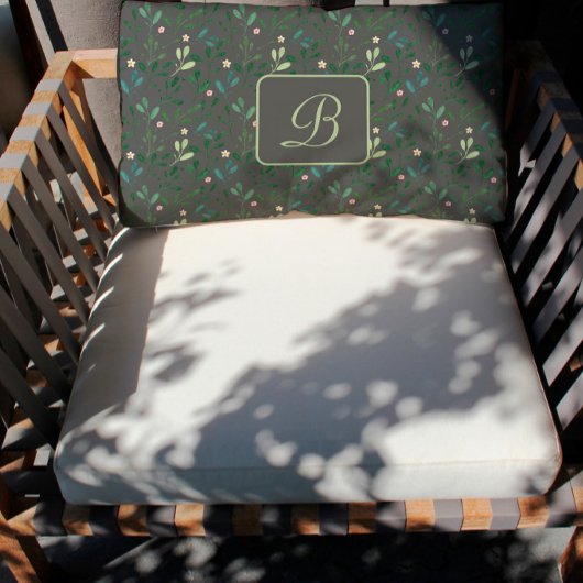 Rectangle Motif aquarelle feuille monogramme coussin lombair