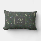 Rectangle Motif aquarelle feuille monogramme coussin lombair (Recto)