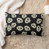 Rectangle Motif crâne mignon sur Coussin Lumbar noir (Couverture)
