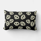 Rectangle Motif crâne mignon sur Coussin Lumbar noir (Recto)