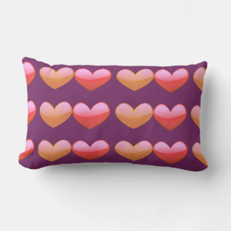 Rectangle Motif de coeur brillant Purple Lumbar Coussin