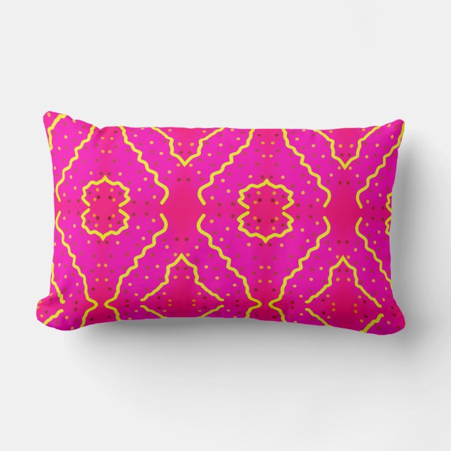 Rectangle motif de style coussin rose et jaune (Recto)