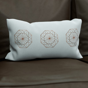 Rectangle Motif Lumbar moderne en cuivre gris Coussin