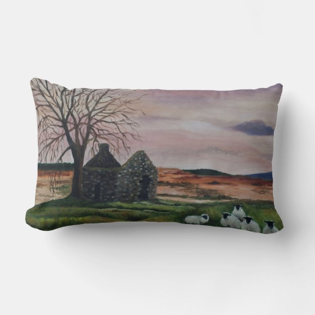 Rectangle Moutons sur Parkmore, COUSSIN de peinture d'Antrim (Recto)