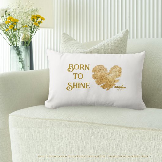 Rectangle Né pour briller Coussin jetable blanc