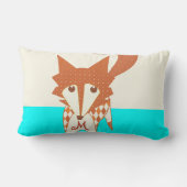 Rectangle Neon Aqua Monogram Stylisé Fox Coussin (Verso)