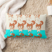 Rectangle Neon Aqua Monogram Stylisé Fox Coussin (Couverture)