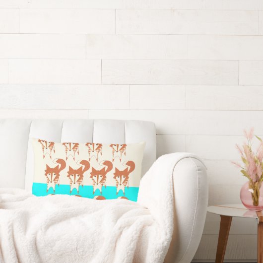 Rectangle Neon Aqua Monogram Stylisé Fox Coussin (Canapé)