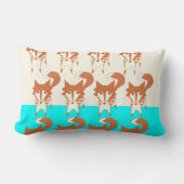 Rectangle Neon Aqua Monogram Stylisé Fox Coussin (Recto)