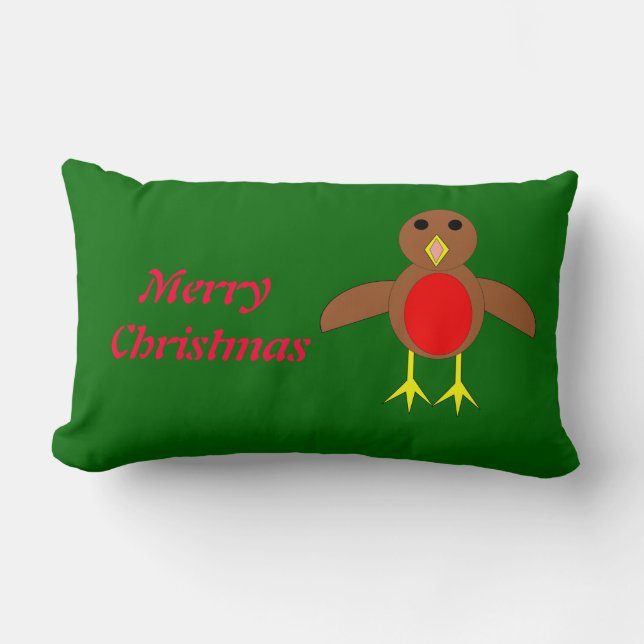Rectangle Noël Robin Coussin personnalisable (Recto)