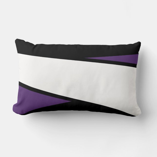 Rectangle Noir, Blanc, Lilac Stripes Design, Lumbar Coussin (Recto)