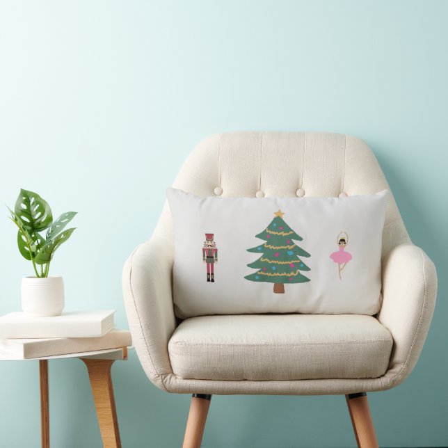 Rectangle Noisette Ballet Peinture de Noël Lumbar Coussin (Chaise)