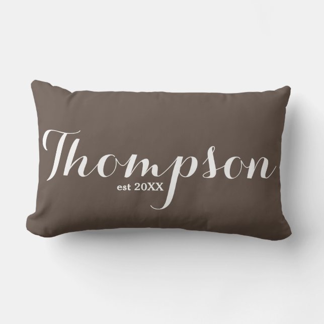 Rectangle Nom de famille Lumbar Coussin Thompson Brown (Recto)