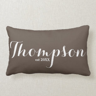 Rectangle Nom de famille Lumbar Coussin Thompson Brown