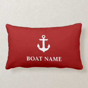 Rectangle Nom nautique Ancre Lumbar Coussin Rouge