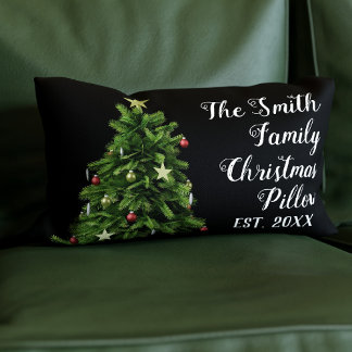 Rectangle Nom personnalisé Année Est Famille Noël Coussin
