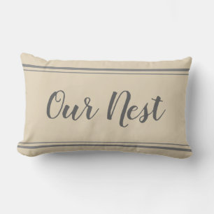 Rectangle Notre Coussin gris nid et beige