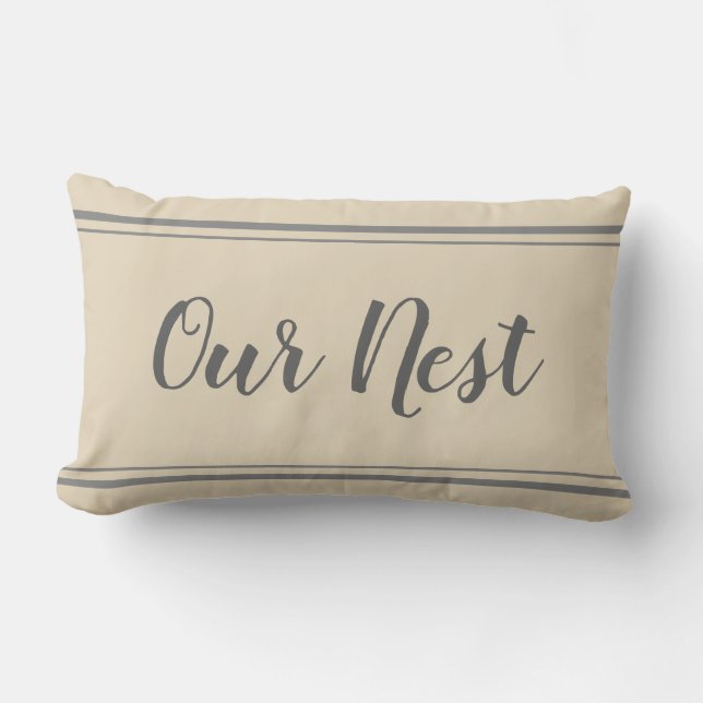 Rectangle Notre Coussin gris nid et beige (Recto)