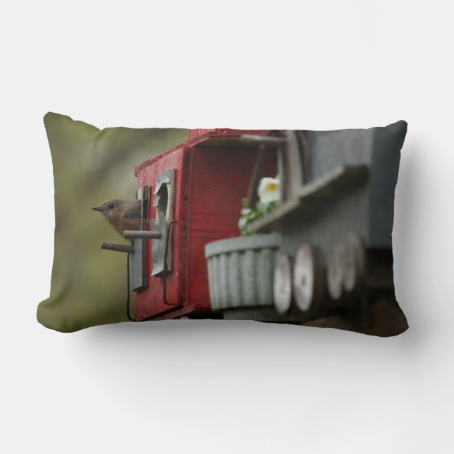 Rectangle Oiseau bleu dans le coussin de volière (Recto)