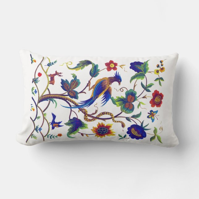 Rectangle Oiseau de Warwick de coussin de broderie de Faux (Recto)