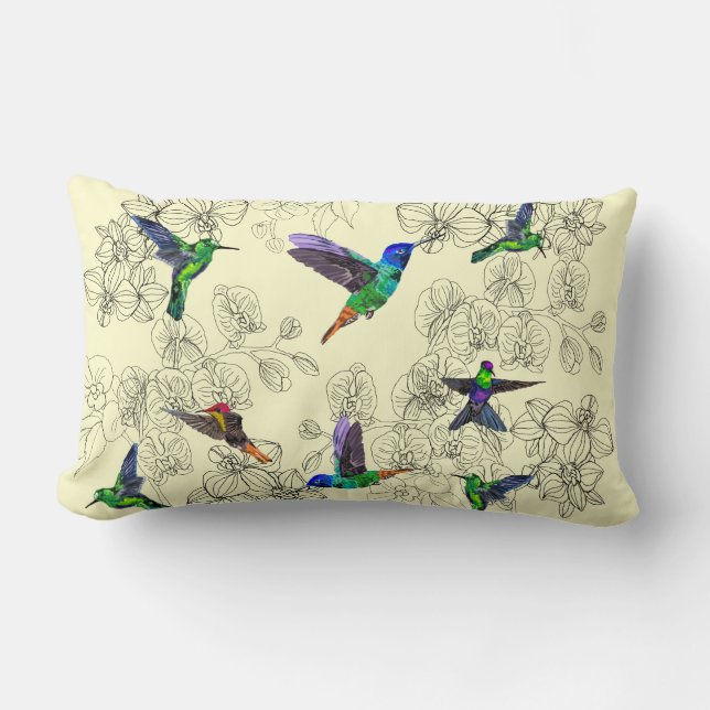 Rectangle Oiseaux de printemps Colibri Coussin - Vos couleur (Recto)