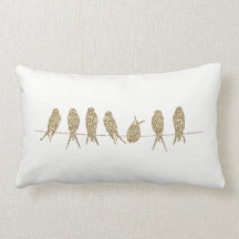 Oiseaux d'or sur un coussin lombaire de carreau de
