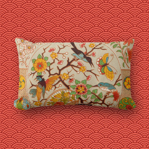 Rectangle Oiseaux et papillons Lumbar Coussin
