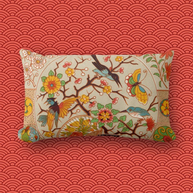 Rectangle Oiseaux et papillons Lumbar Coussin (Créateur téléchargé)