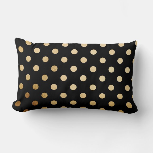 Rectangle Or et coussin noir de point de polka (Recto)
