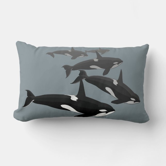 Rectangle Orca Baleine Coussin Tueur Baleine Art Jeter Oreil (Recto)