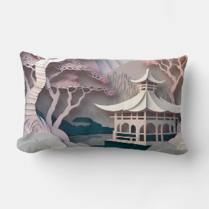 Rectangle Pavillon de découpe de papier Paysage Coussin Lumb