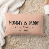 Rectangle Peach Mommy & Daddy Est. Année Coussin (Couverture)
