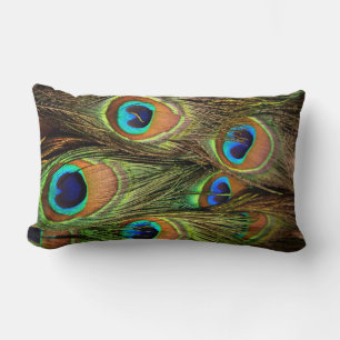 Rectangle Peacock Feathers Lumbar Coussin