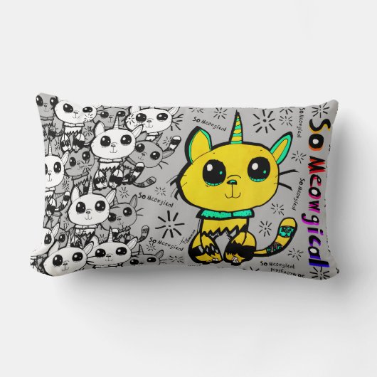 Rectangle Pensez à l'olive ・ So Meowgical Chat Coussin par T (Recto)