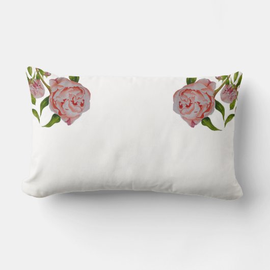 Rectangle Peonies de Budding sur un Coussin Lumbar (Recto)