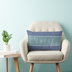 Rectangle Personnalisé "Home Sweet Home" Coussin Lumbar bleu